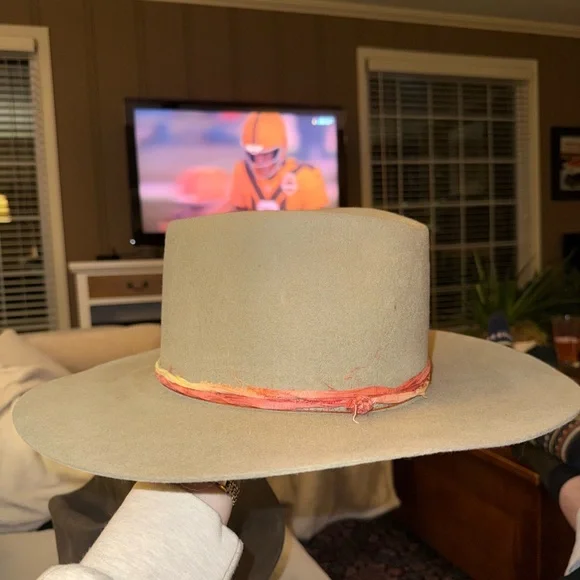 Custom Handmade Hillebrand Hats Western Hat with Feather & Ribbon- One of a Kind Western Feather Hat Band - Moab – Willow Lane Hat Co main image 2